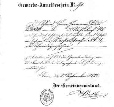 Gewerbeerlaubnis (1881)