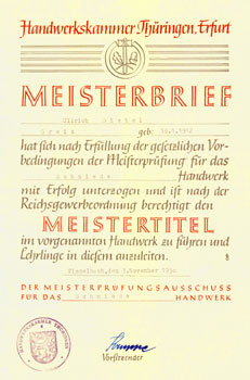 Meisterbrief Ulrich Dietel (1950)